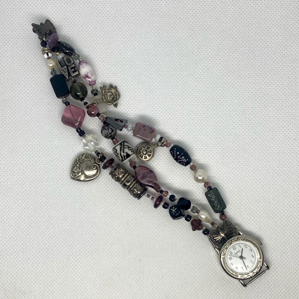 Legacy Artisan Beaded Bracelet Watch Butterfly Charm Y2K Boho